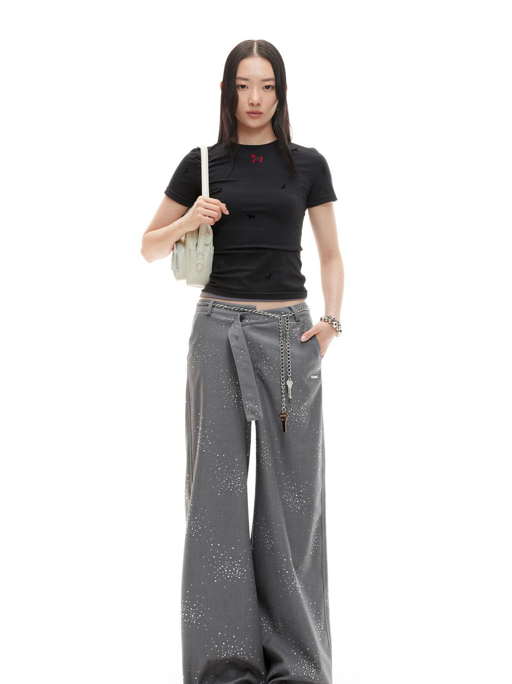 NAWSNOTAWEAR Flocked Nylon Stretch Slim Fit Women Animal Print Short Sleeve T-Shirts