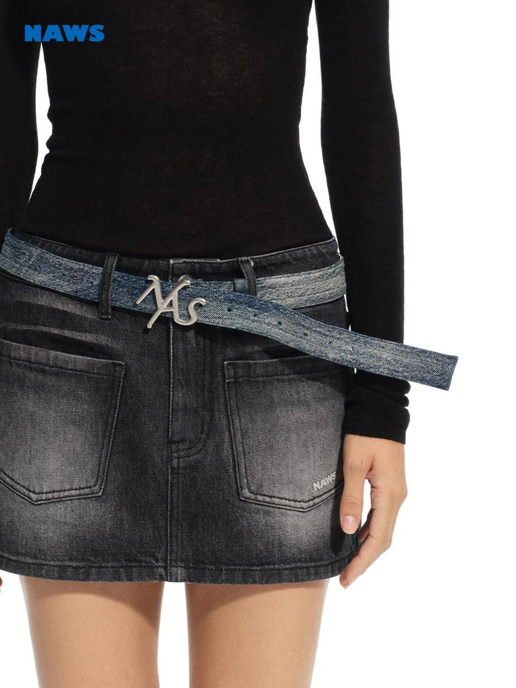 NAWSNOTAWEAR Genuine Top Grain Leather Storm Blue Adjustable Waist Women 110Cm Belts