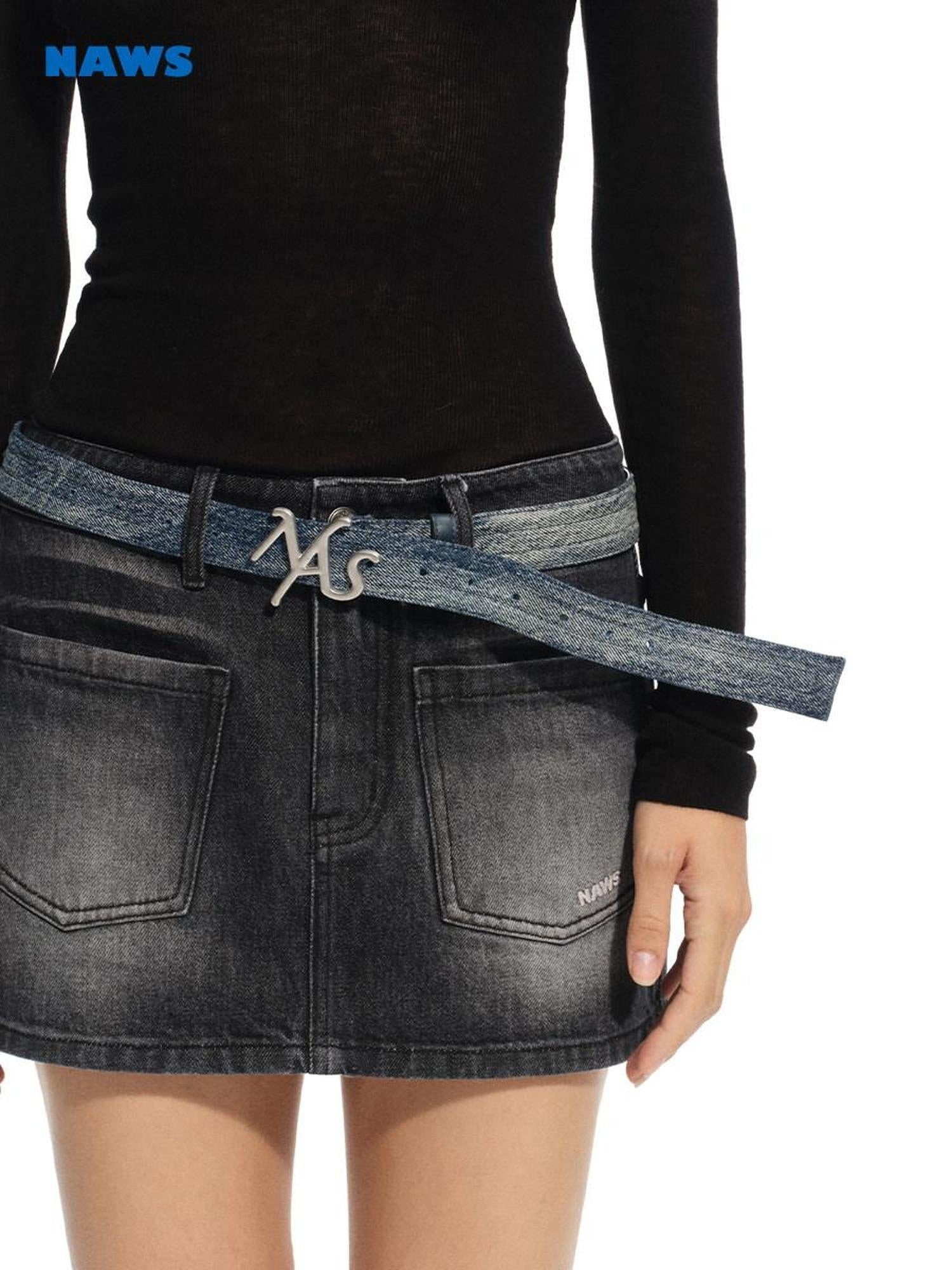 NAWSNOTAWEAR Genuine Top Grain Leather Storm Blue Adjustable Waist Women 110Cm Belts