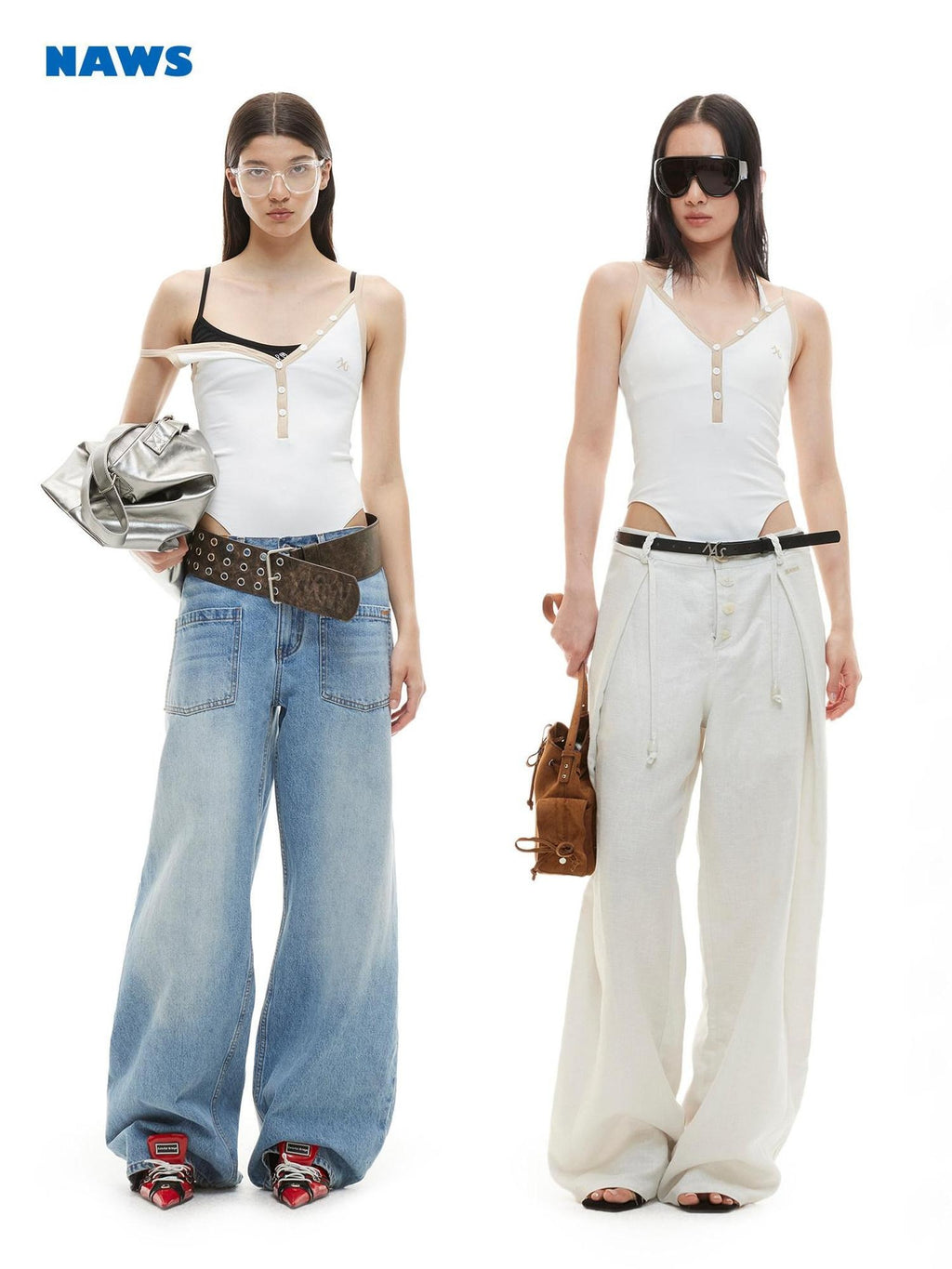 NAWSNOTAWEAR High Stretch Cotton Blend Slim V-neck No Padding Women Pearl White Camisoles