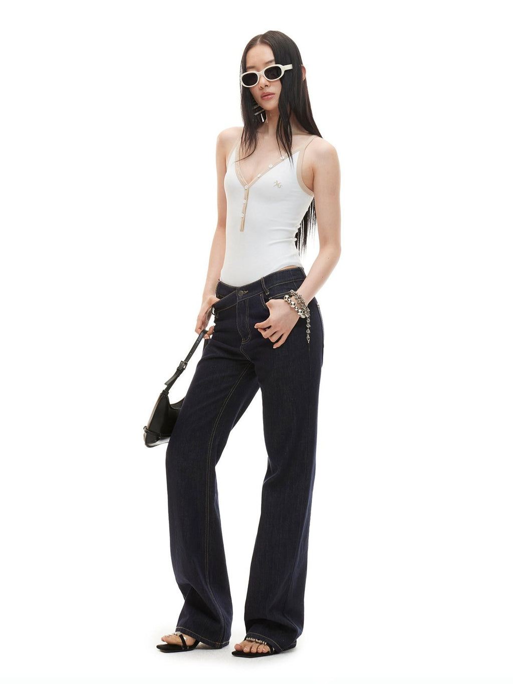 NAWSNOTAWEAR High Stretch Cotton Blend Slim V-neck No Padding Women Pearl White Camisoles