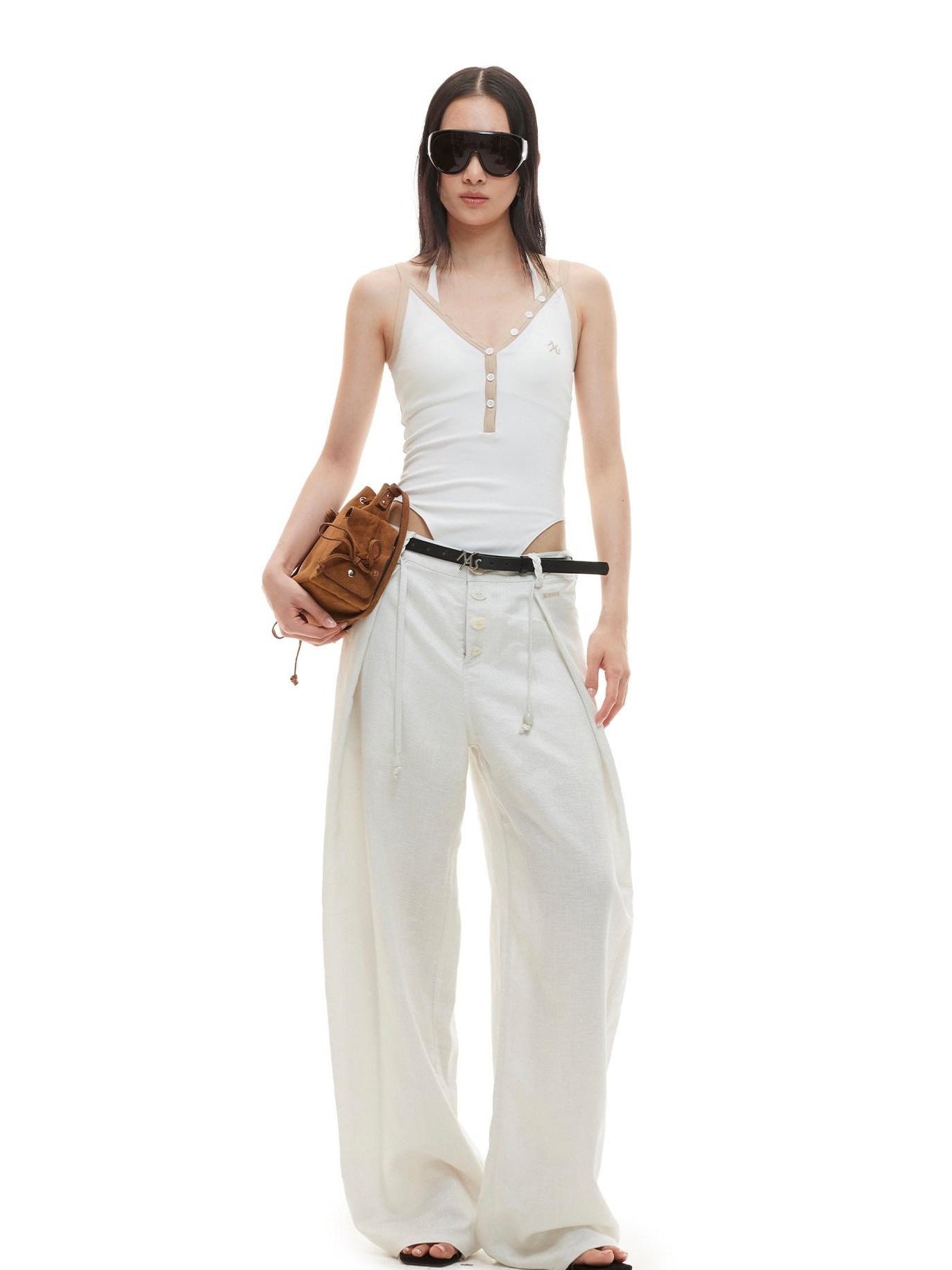 NAWSNOTAWEAR High Stretch Cotton Blend Slim V-neck No Padding Women Pearl White Camisoles