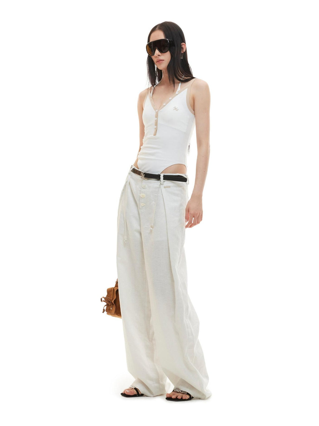 NAWSNOTAWEAR High Stretch Cotton Blend Slim V-neck No Padding Women Pearl White Camisoles