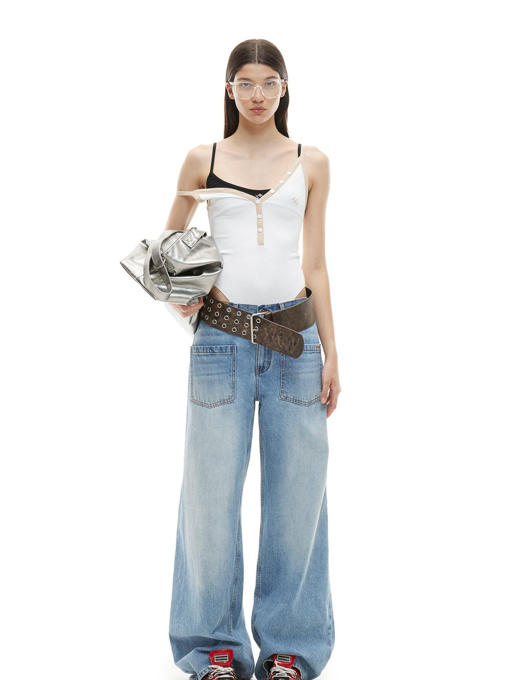 NAWSNOTAWEAR High Stretch Cotton Blend Slim V-neck No Padding Women Pearl White Camisoles