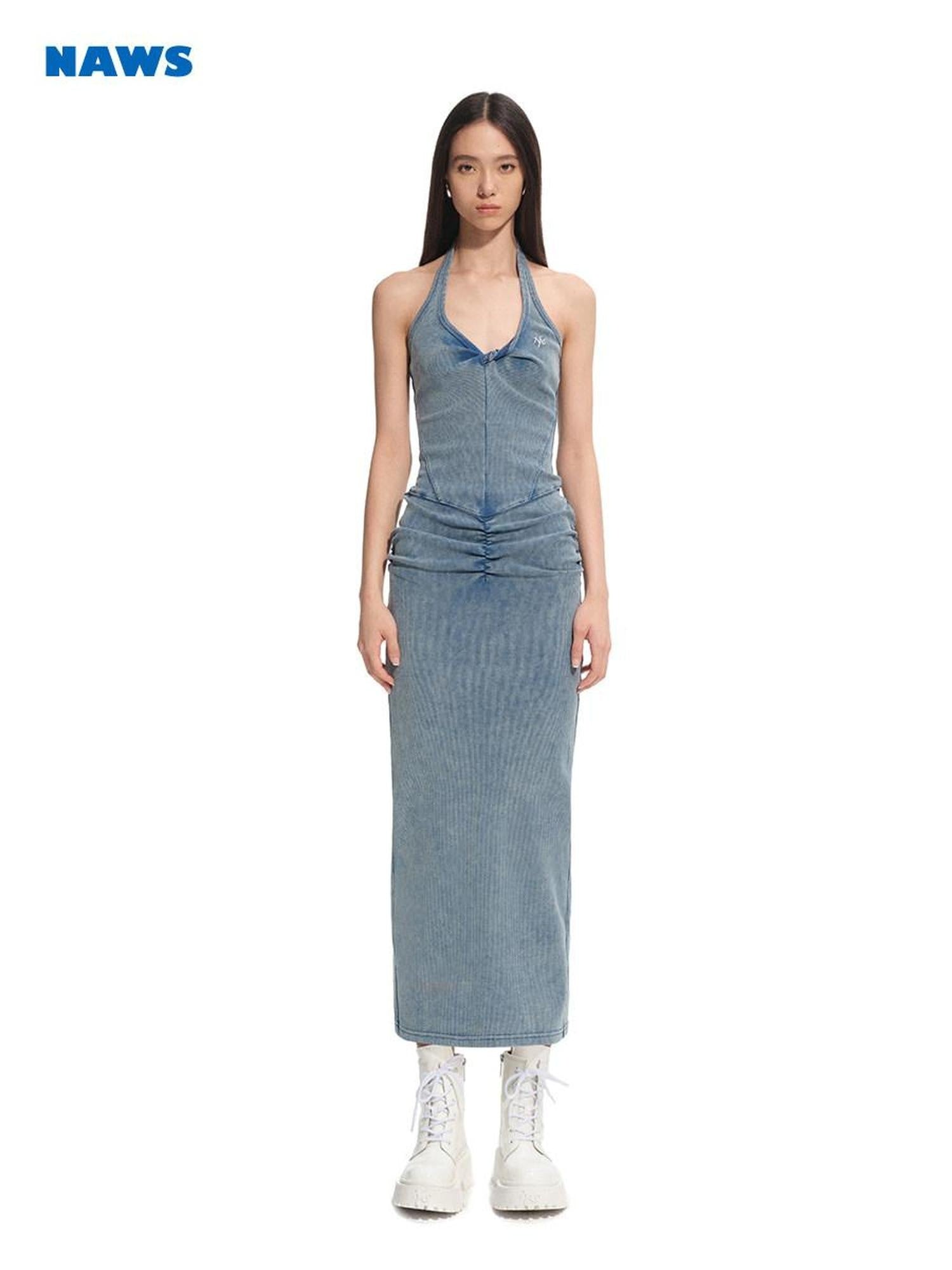 NAWSNOTAWEAR High Stretch Cotton Halter Slim Fit Casual Women Sleeveless Maxi Dresses
