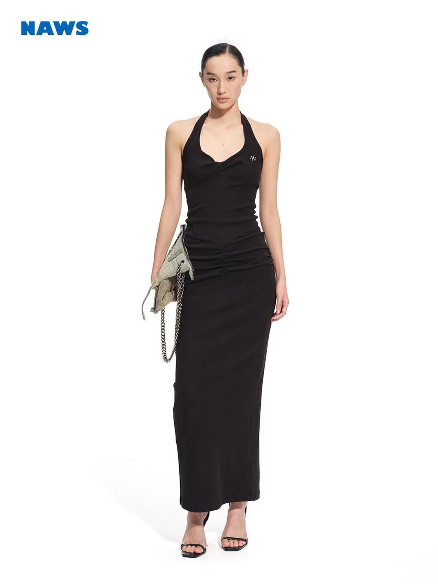 NAWSNOTAWEAR High Stretch Cotton Halter Slim Fit Casual Women Sleeveless Maxi Dresses