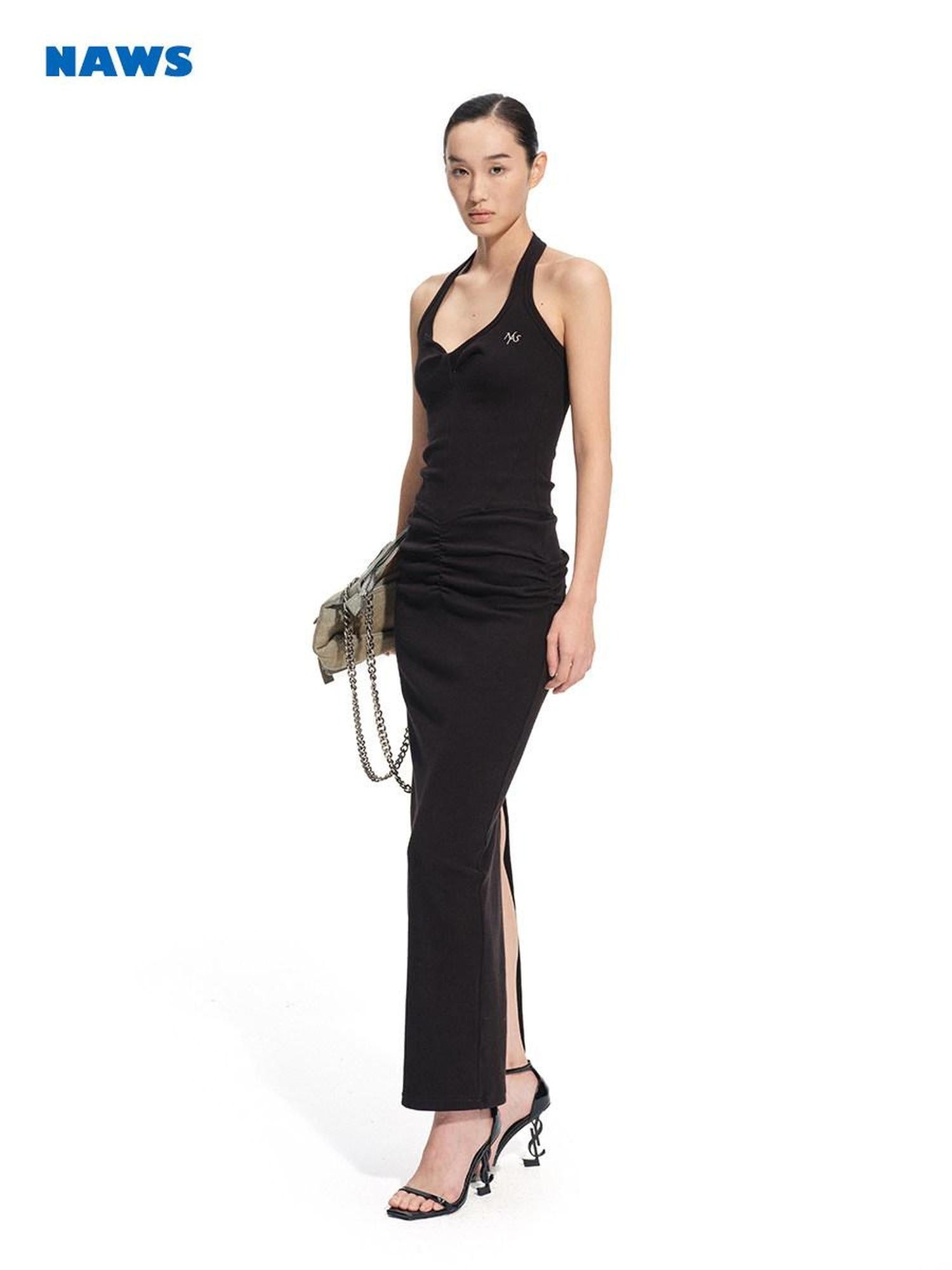 NAWSNOTAWEAR High Stretch Cotton Halter Slim Fit Casual Women Sleeveless Maxi Dresses