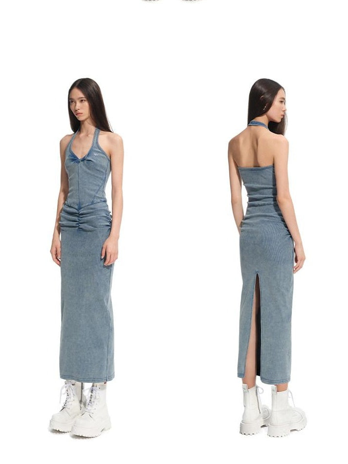 NAWSNOTAWEAR High Stretch Cotton Halter Slim Fit Casual Women Sleeveless Maxi Dresses