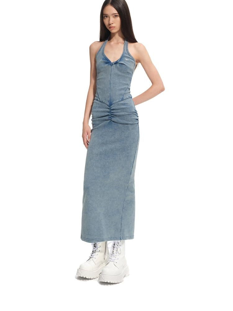 NAWSNOTAWEAR High Stretch Cotton Halter Slim Fit Casual Women Sleeveless Maxi Dresses