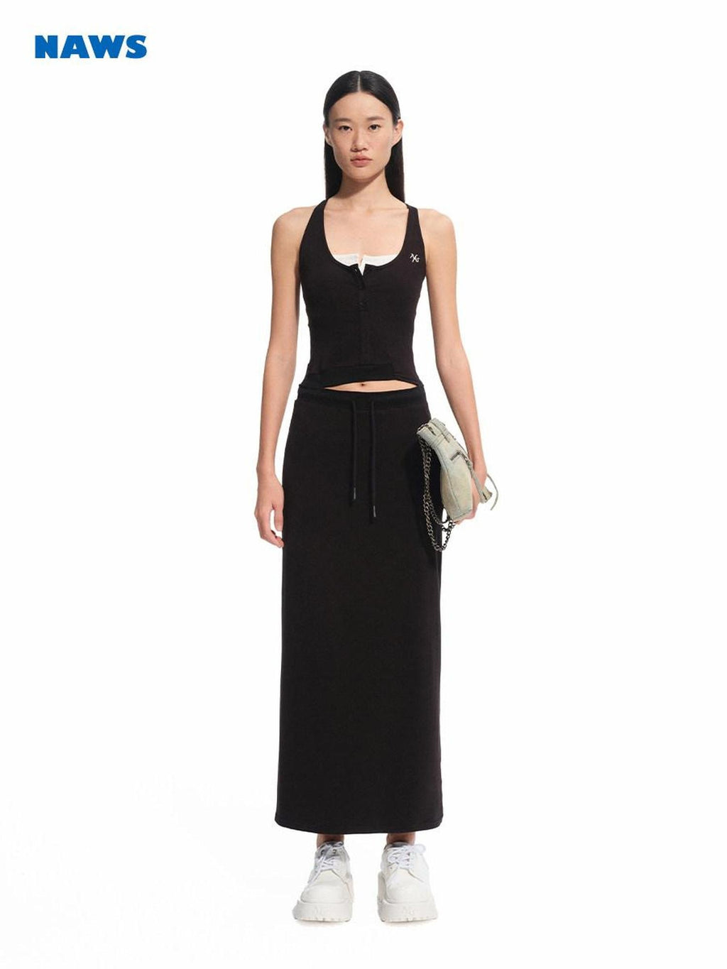 NAWSNOTAWEAR High Stretch Openwork V-neck Low Waist Slim Panelled Women Office Maxi Dresses