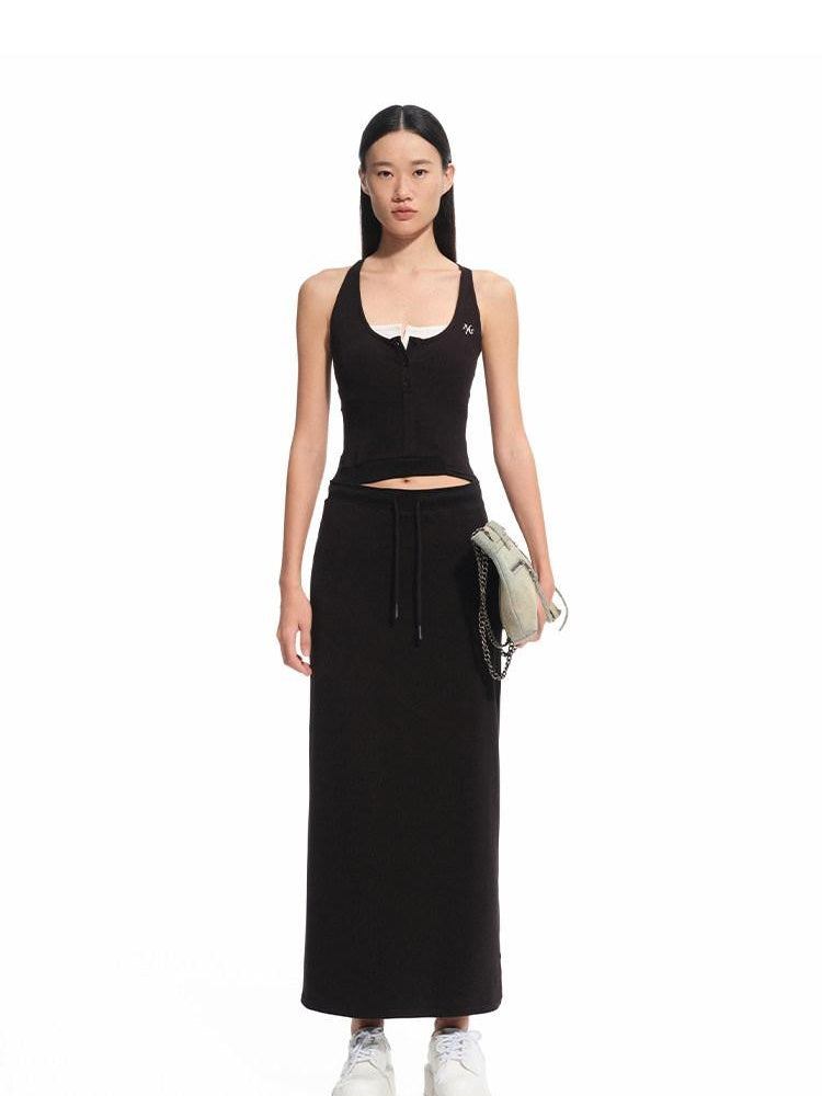 NAWSNOTAWEAR High Stretch Openwork V-neck Low Waist Slim Panelled Women Office Maxi Dresses