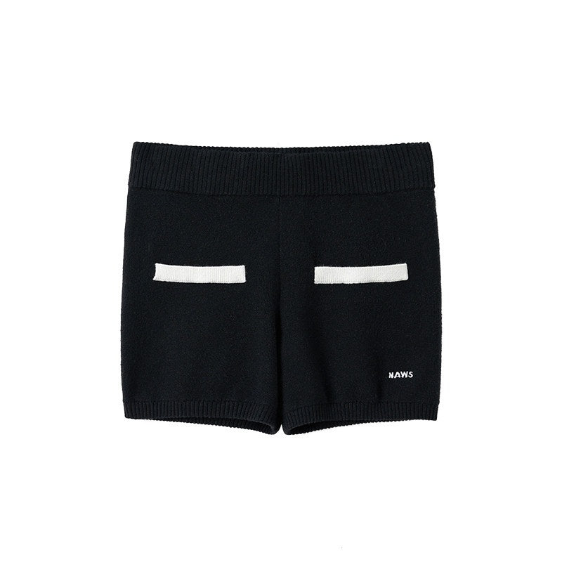 NAWSNOTAWEAR_High_Stretch_Soft_Elastic_Waist_Casual_Slim_Womens_Black_Mini_Shorts_MISSTT