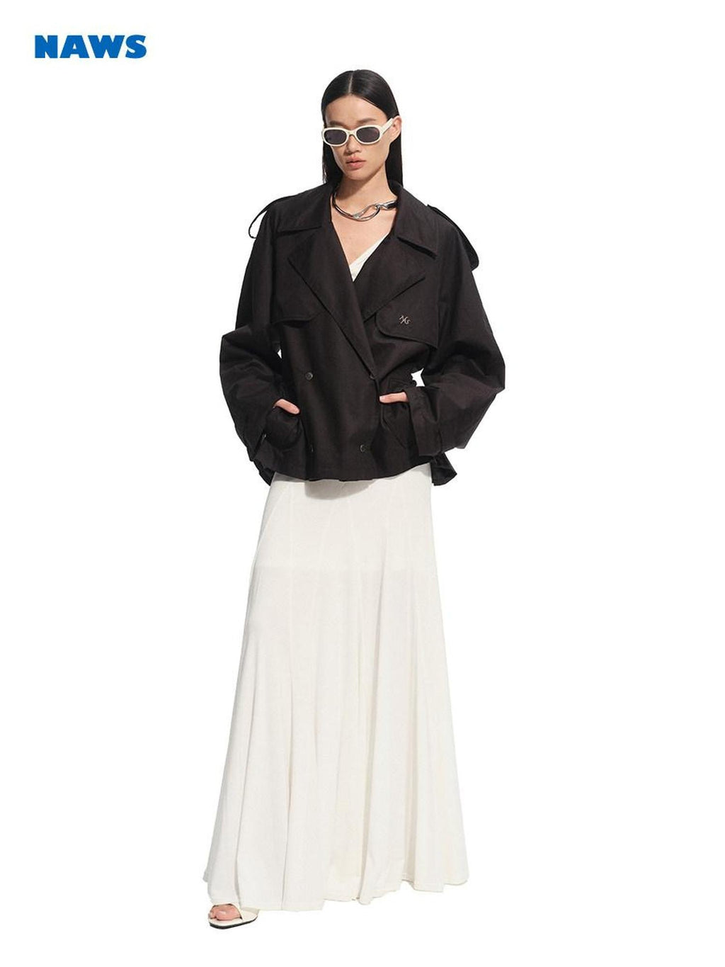NAWSNOTAWEAR High Stretch Tencel V-neck Flared Long Sleeve Casual Women Lyocell Maxi Dresses