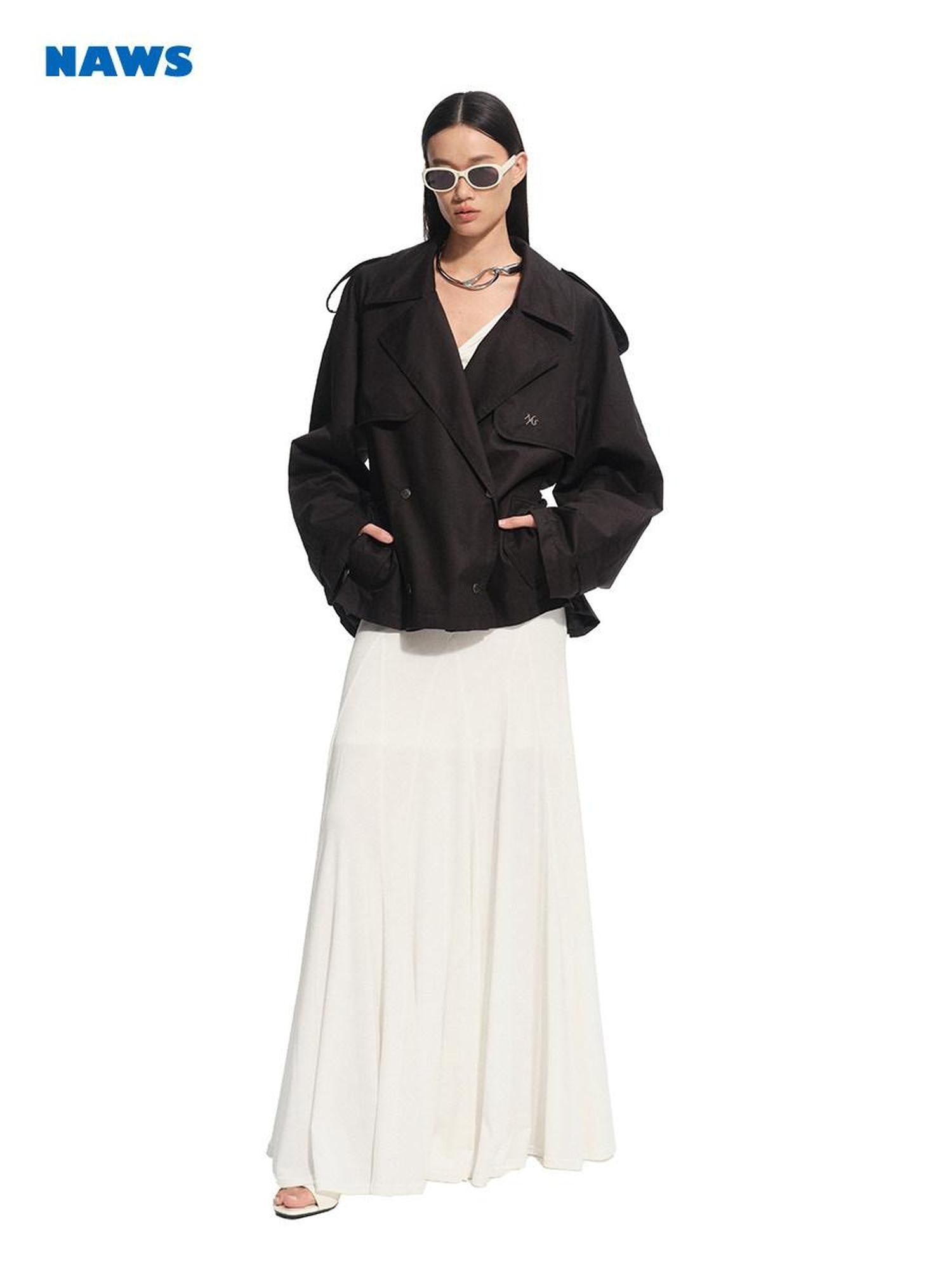 NAWSNOTAWEAR High Stretch Tencel V-neck Flared Long Sleeve Casual Women Lyocell Maxi Dresses