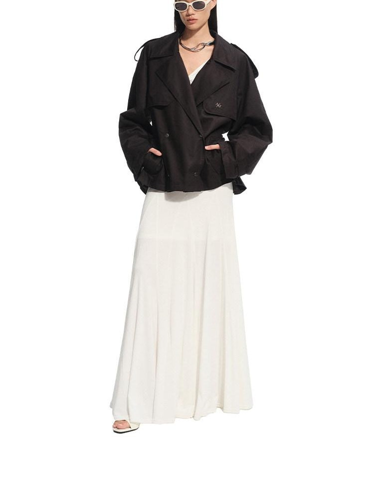 NAWSNOTAWEAR High Stretch Tencel V-neck Flared Long Sleeve Casual Women Lyocell Maxi Dresses