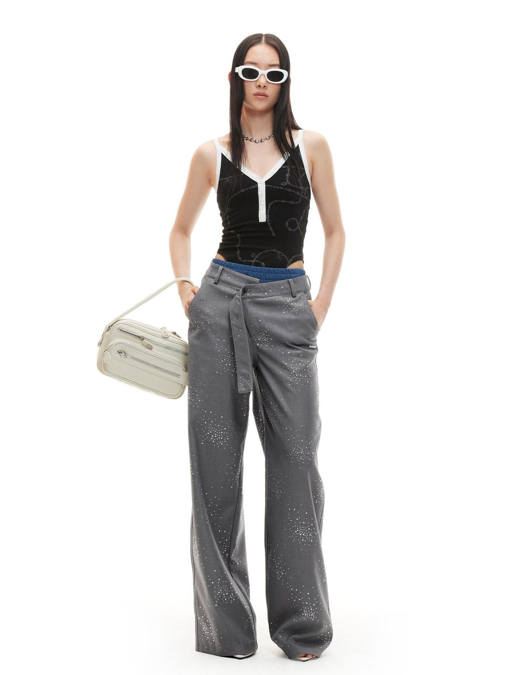 NAWSNOTAWEAR High Stretch V-neck Tight Fit Letter Print For Women Cotton Camisoles