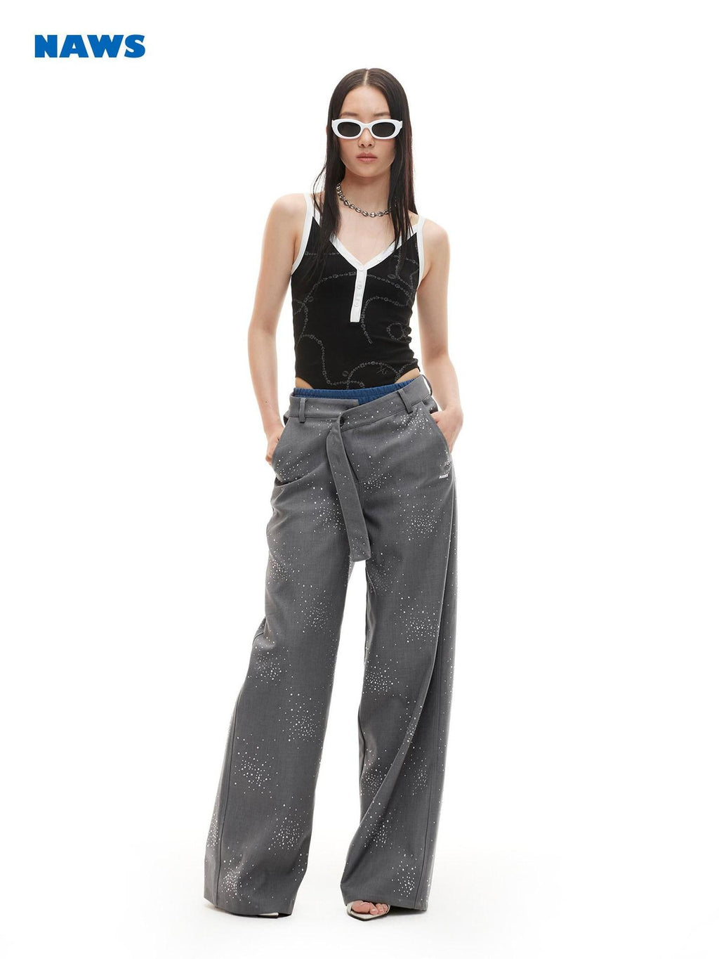 NAWSNOTAWEAR High Stretch V-neck Tight Fit Letter Print For Women Cotton Camisoles