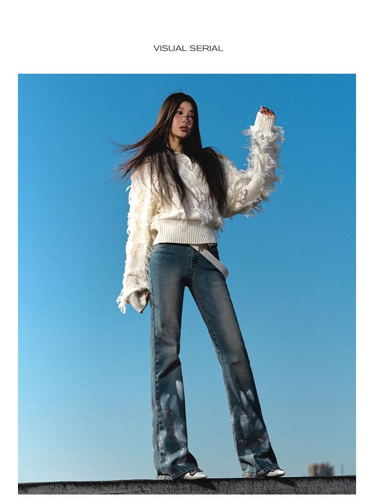 NAWSNOTAWEAR High Stretch Vintage Low Rise Zip Fly Women Symphony Blue Straight Leg Jeans
