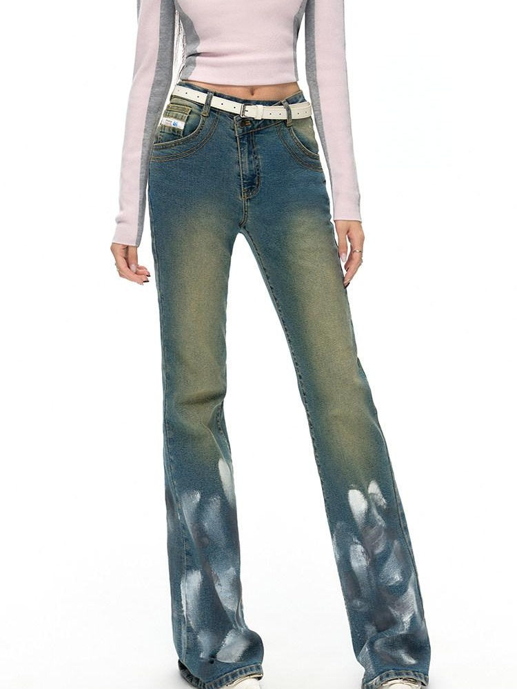 NAWSNOTAWEAR High Stretch Vintage Low Rise Zip Fly Women Symphony Blue Straight Leg Jeans