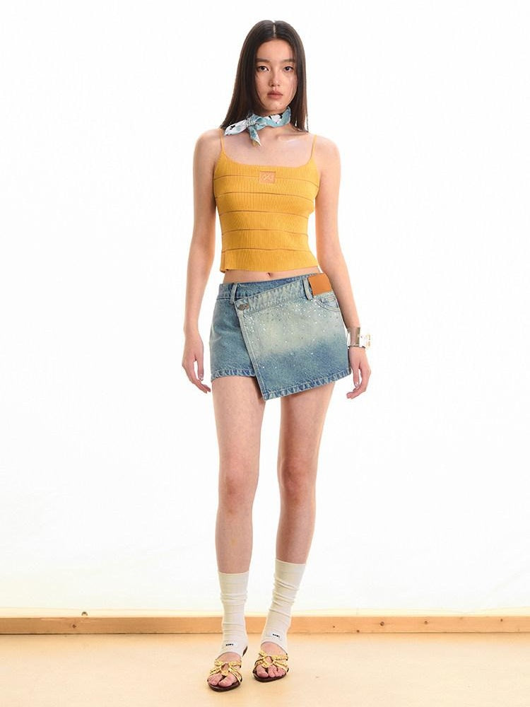 NAWSNOTAWEAR High Waist Cotton A Line British Commuter Casual Women Starry Blue Mini Skirts