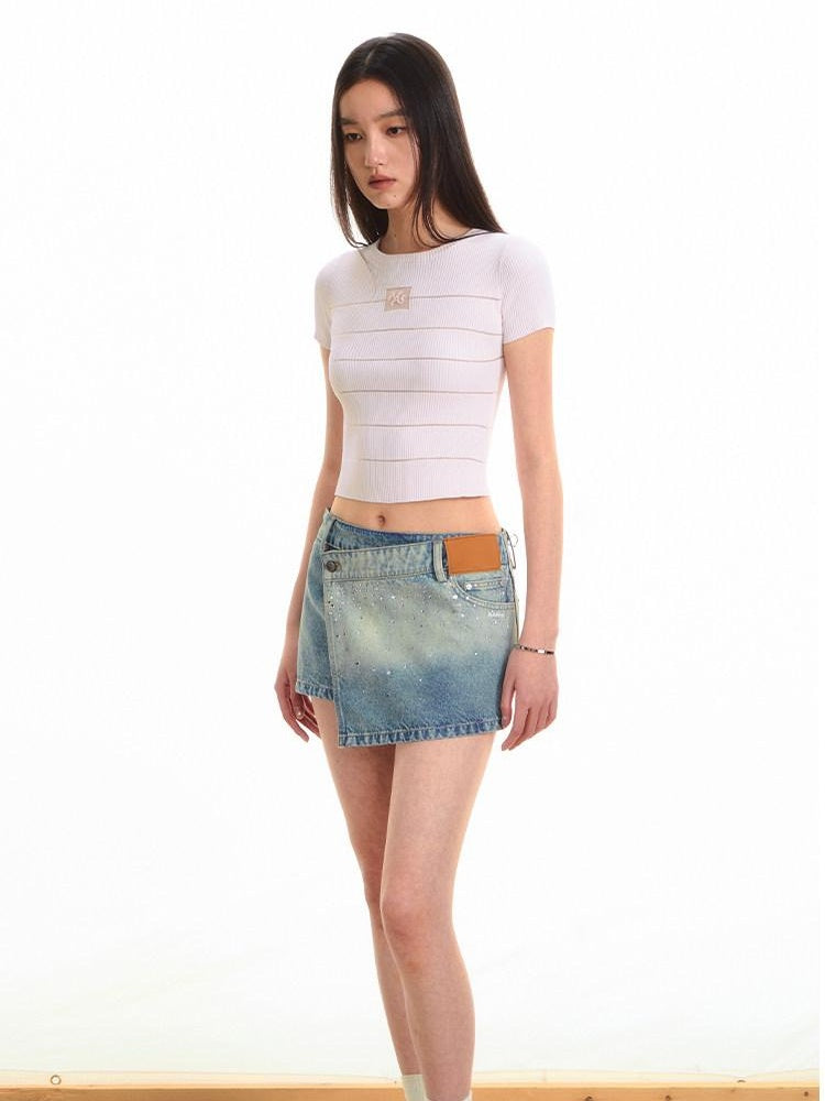 NAWSNOTAWEAR High Waist Cotton A Line British Commuter Casual Women Starry Blue Mini Skirts