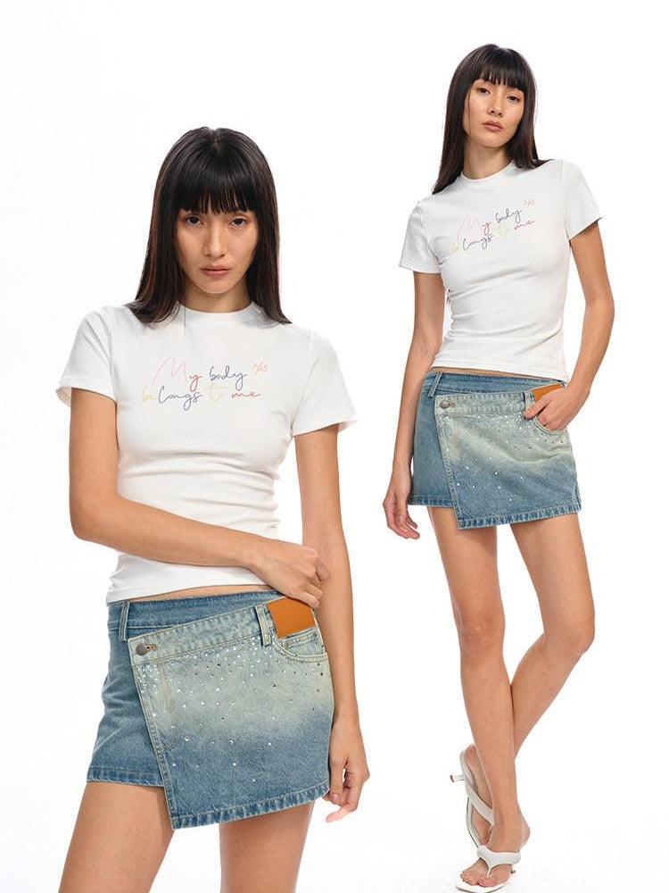 NAWSNOTAWEAR High Waist Cotton A Line British Commuter Casual Women Starry Blue Mini Skirts