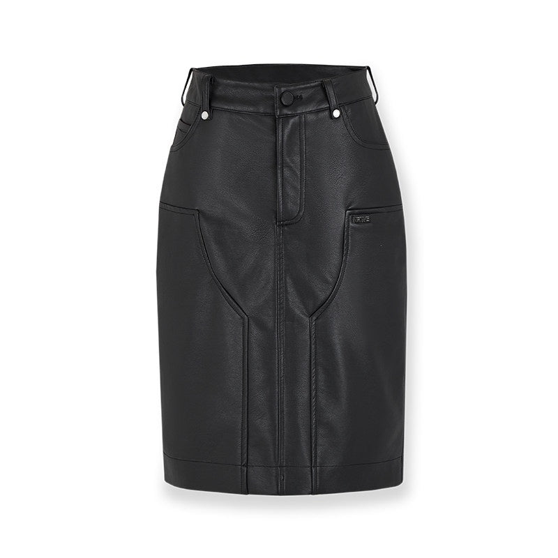 NAWSNOTAWEAR_High_Waist_Straight_Solid_Black_Logo_Viscose_Blend_Sleek_Office_Mini_Skirts_MISSTT