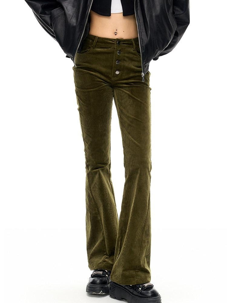 NAWSNOTAWEAR High Waist Stretch Cotton Subtle Flare Workwear Womens Pine Green Flared Pants