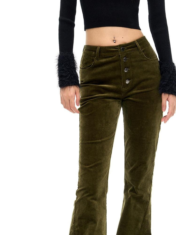 NAWSNOTAWEAR High Waist Stretch Cotton Subtle Flare Workwear Womens Pine Green Flared Pants