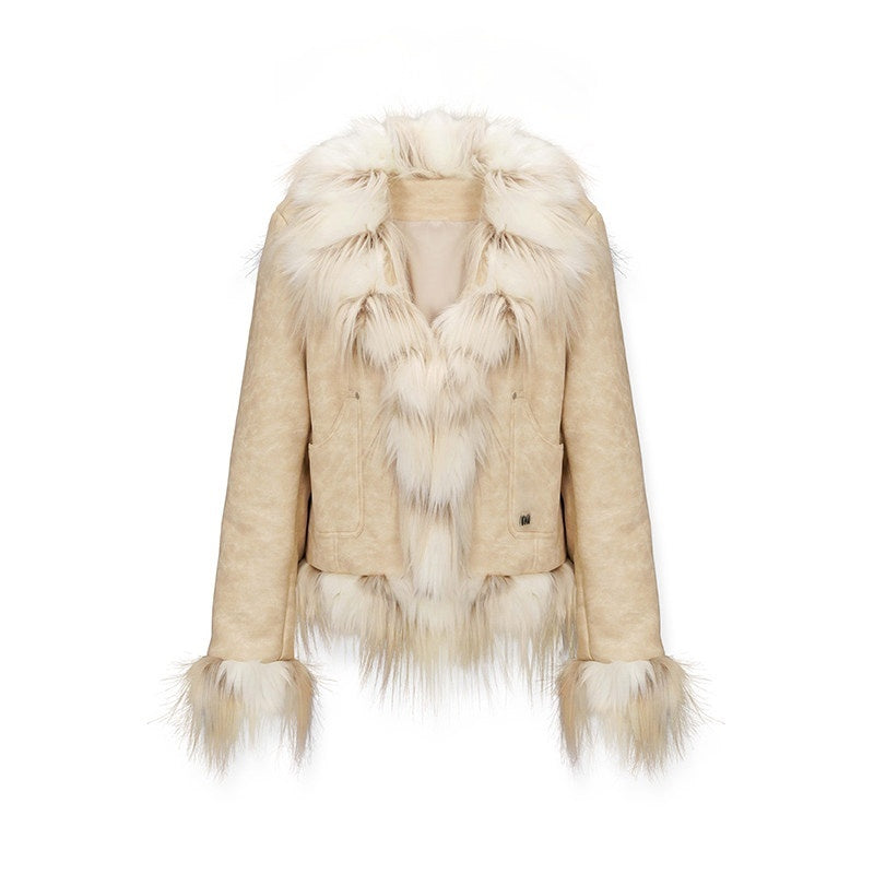 NAWSNOTAWEAR_Horizontal_Fur_Patchwork_Office_Standard_Fit_Long_Sleeve_Women_Khaki_Short_Coat_MISSTT