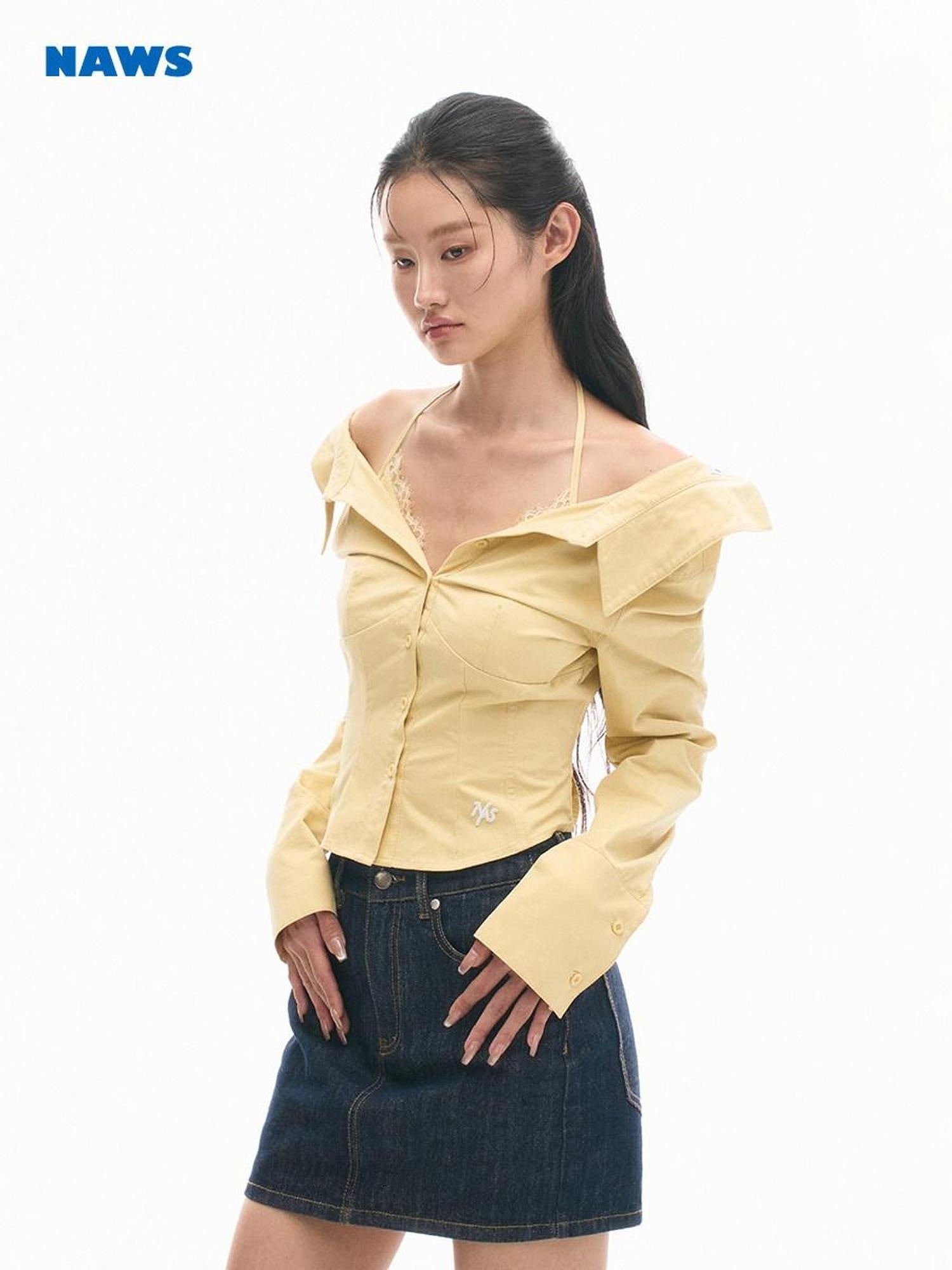 NAWSNOTAWEAR Lace Cotton Slim Fit Street Style Long Sleeve Women Classic Solid Blouses