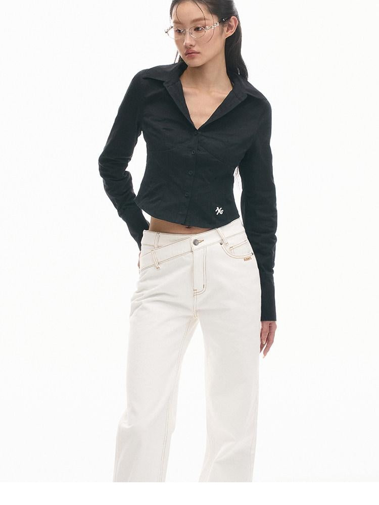 NAWSNOTAWEAR Lace Cotton Slim Fit Street Style Long Sleeve Women Classic Solid Blouses