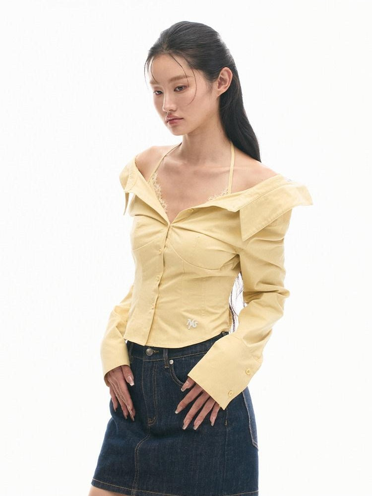 NAWSNOTAWEAR Lace Cotton Slim Fit Street Style Long Sleeve Women Classic Solid Blouses