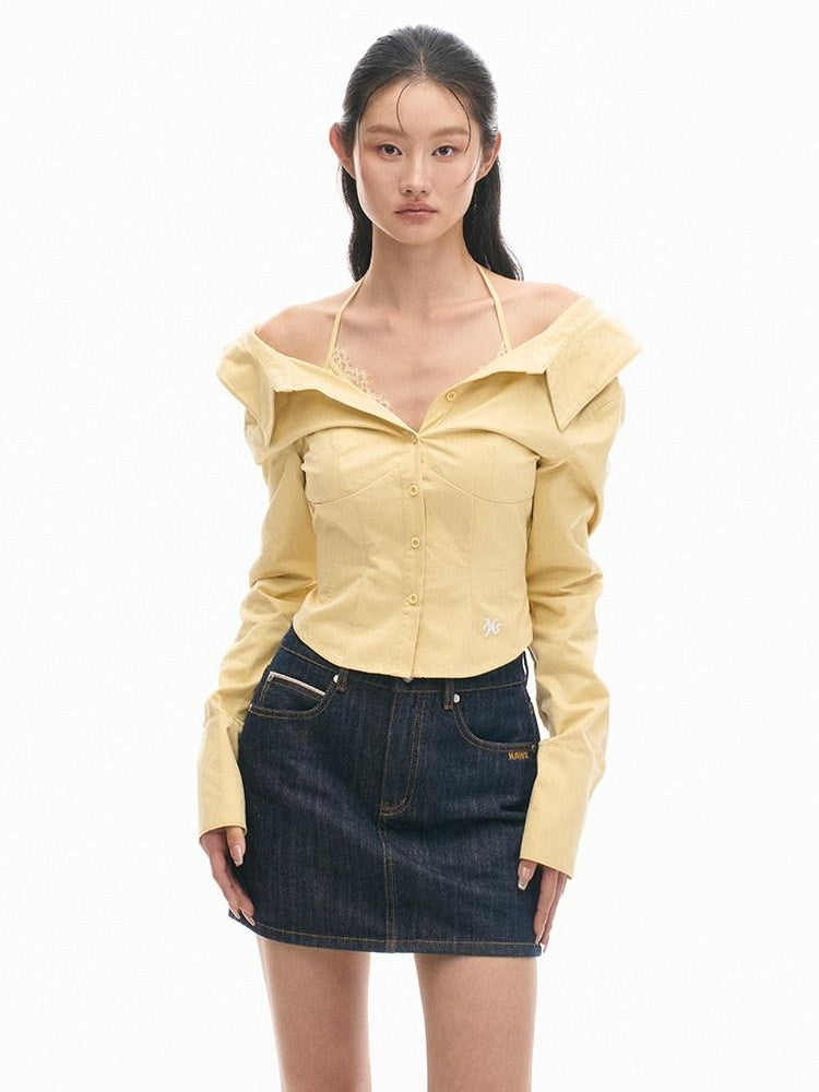 NAWSNOTAWEAR Lace Cotton Slim Fit Street Style Long Sleeve Women Classic Solid Blouses