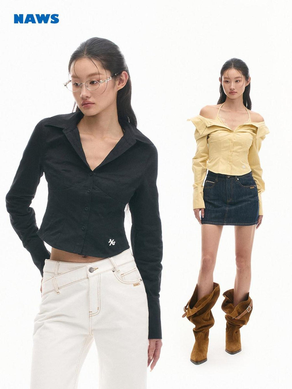 NAWSNOTAWEAR Lace Cotton Slim Fit Street Style Long Sleeve Women Classic Solid Blouses