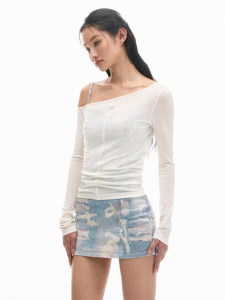 NAWSNOTAWEAR Light 100% Cotton Sexy Chic Women Solid Off White Long Sleeve T-Shirts
