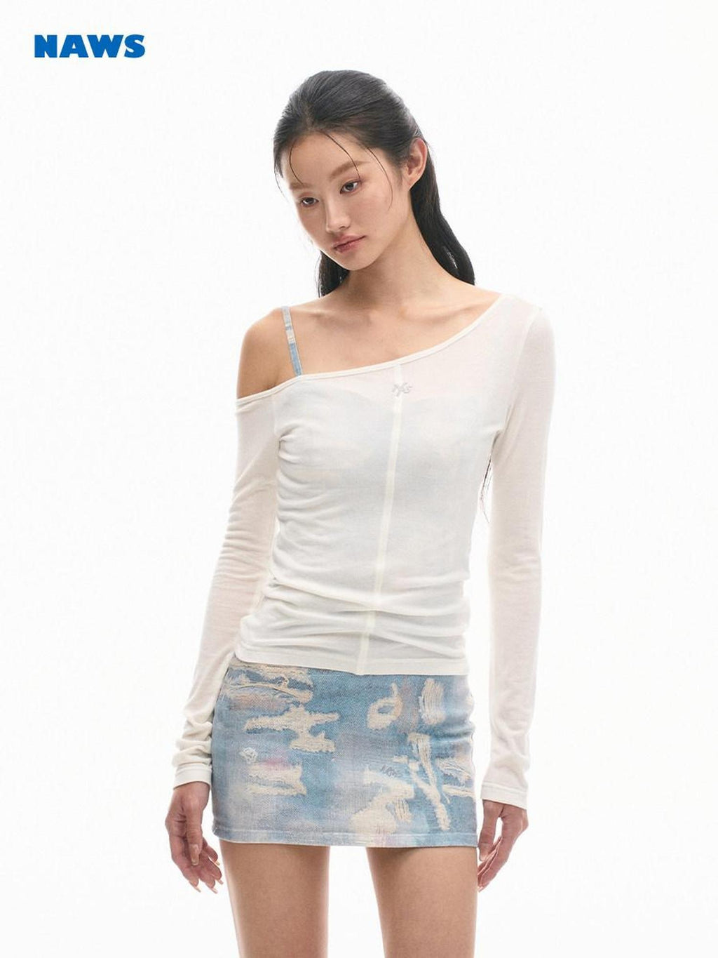 NAWSNOTAWEAR Light 100% Cotton Sexy Chic Women Solid Off White Long Sleeve T-Shirts