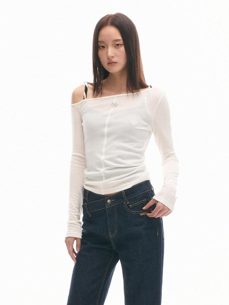 NAWSNOTAWEAR Light 100% Cotton Sexy Chic Women Solid Off White Long Sleeve T-Shirts