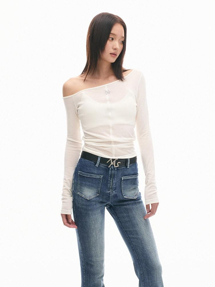 NAWSNOTAWEAR Light 100% Cotton Sexy Chic Women Solid Off White Long Sleeve T-Shirts