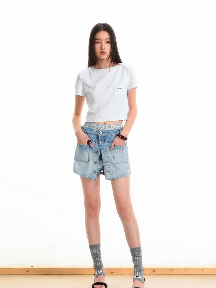 NAWSNOTAWEAR Light Wash 100 Percent Cotton Commuter Regular Fit Mid Length Denim Shorts
