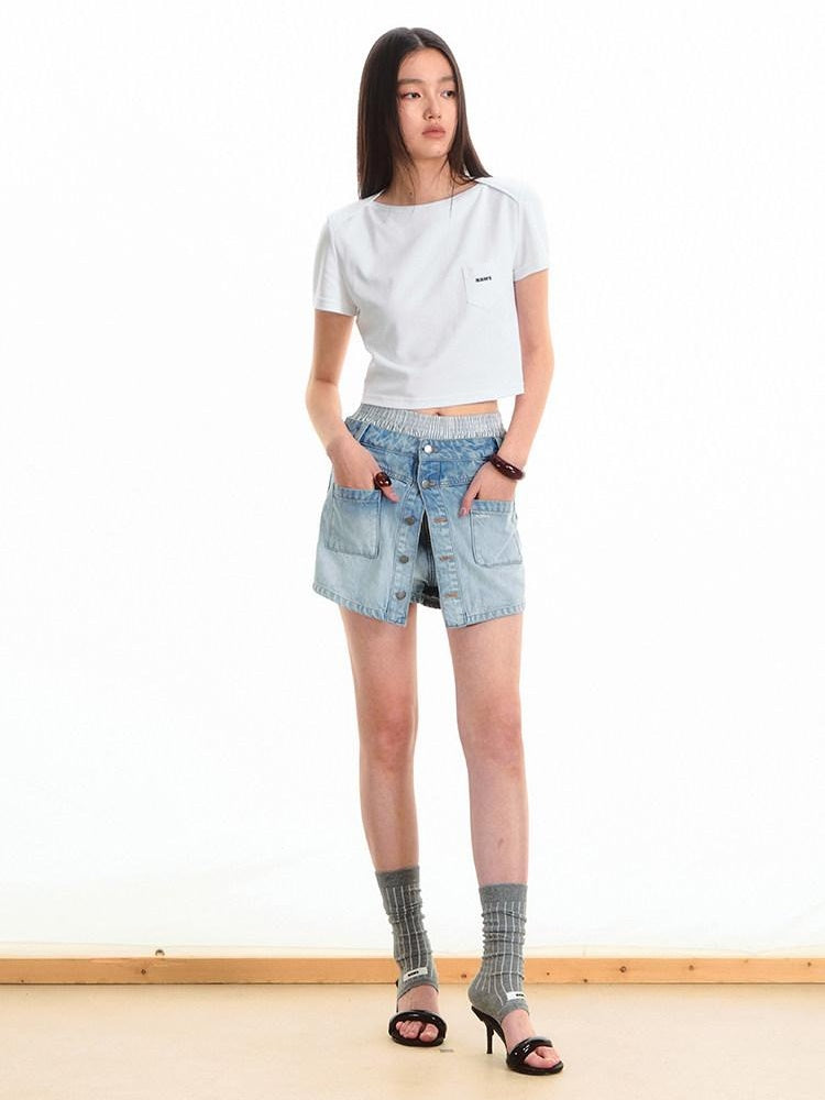 NAWSNOTAWEAR Light Wash 100 Percent Cotton Commuter Regular Fit Mid Length Denim Shorts