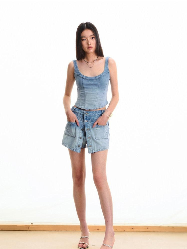 NAWSNOTAWEAR Light Wash 100 Percent Cotton Commuter Regular Fit Mid Length Denim Shorts