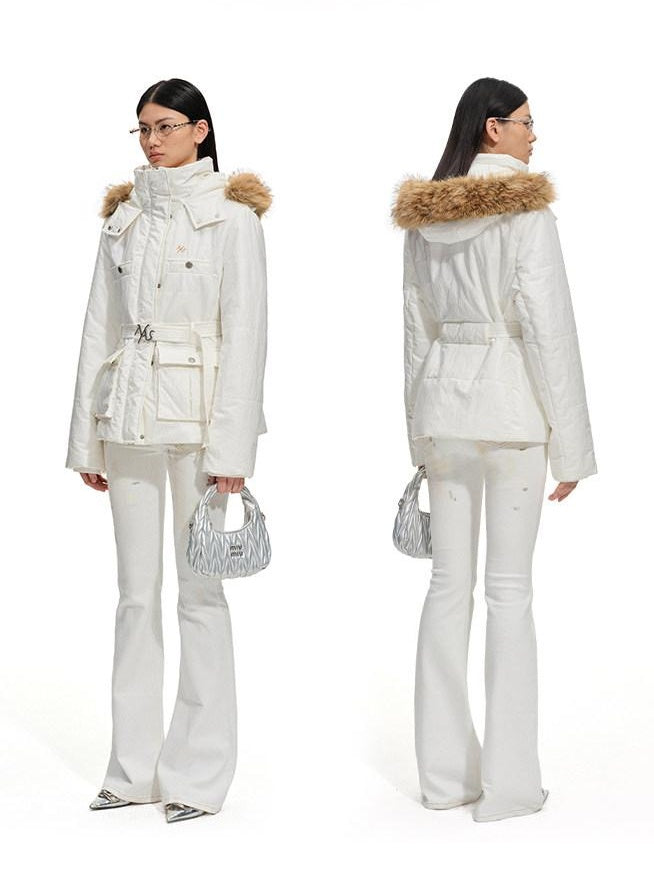 NAWSNOTAWEAR Lightweight Insulated Casual Hooded Women Snow Melt White Puffer Jackets