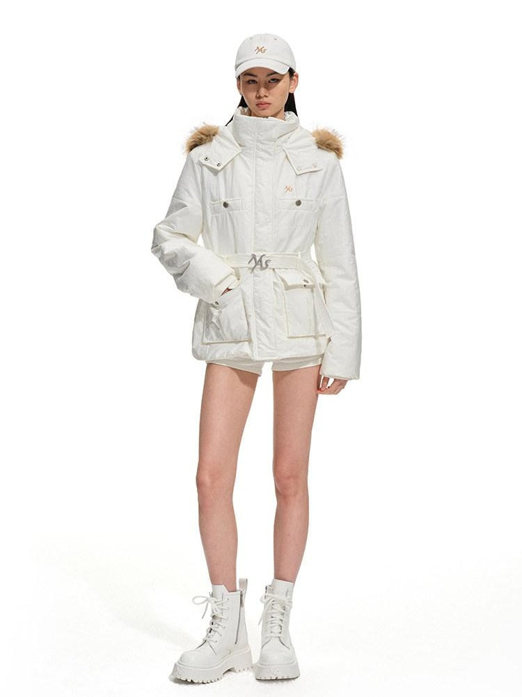 NAWSNOTAWEAR Lightweight Insulated Casual Hooded Women Snow Melt White Puffer Jackets