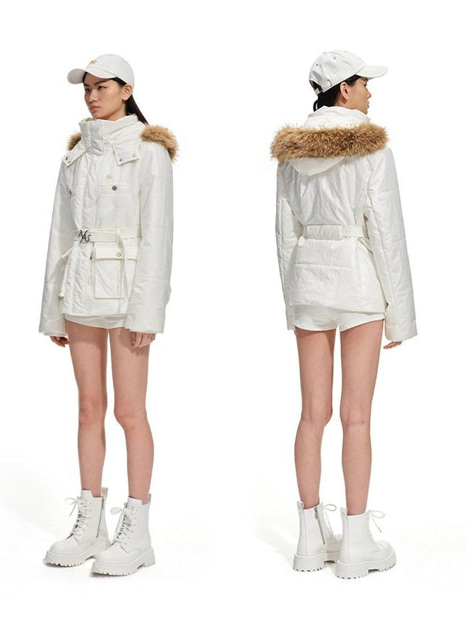 NAWSNOTAWEAR Lightweight Insulated Casual Hooded Women Snow Melt White Puffer Jackets