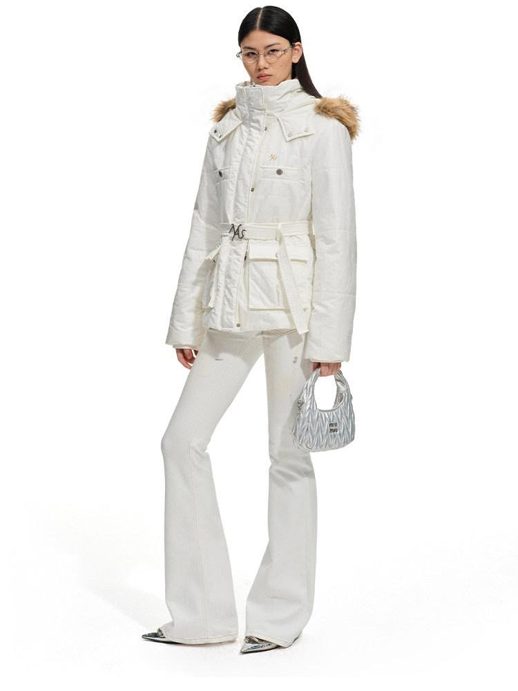 NAWSNOTAWEAR Lightweight Insulated Casual Hooded Women Snow Melt White Puffer Jackets