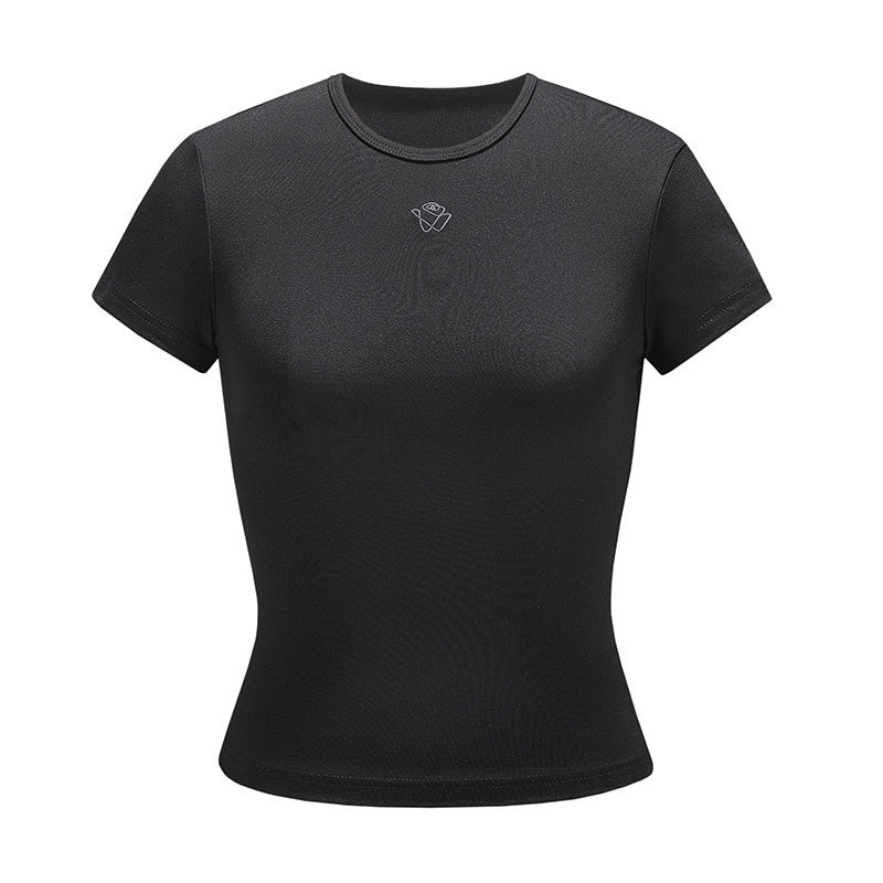 NAWSNOTAWEAR_Lightweight_Nylon_Slim_Cropped_Crewneck_Casual_Women_Solid_Short_Sleeve_T-Shirts_MISSTT