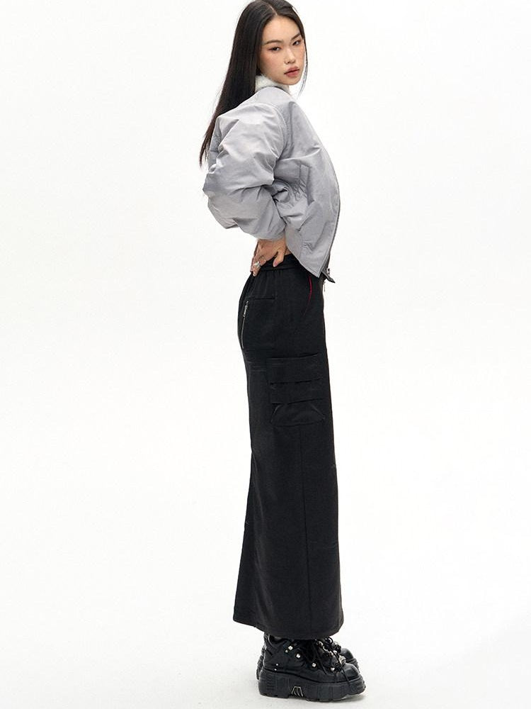 NAWSNOTAWEAR Lightweight Nylon Zip Front Relaxed Fit Commuter Cropped Pocketed Bomber Jackets