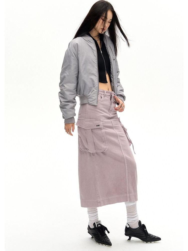 NAWSNOTAWEAR Lightweight Nylon Zip Front Relaxed Fit Commuter Cropped Pocketed Bomber Jackets