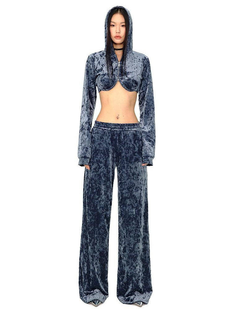 NAWSNOTAWEAR Lightweight Polyester Hooded Long Sleeve Women Midnight Gray Top & Pants Sets
